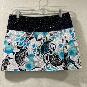 SWEET SPOT Sport Skirt, Adjustable/Reversible Mini, Black/White/Aqua -  2-14